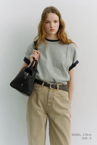 UNISEX LOGO CREASE T-SHIRT MELANGE GREY
