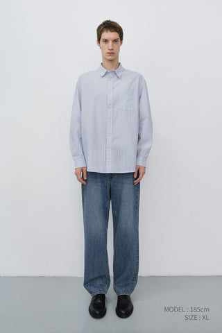 UNISEX INFORMAL SHIRT SOFT BLUE GREY STRIPE