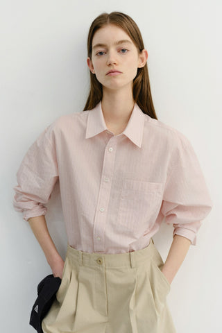 UNISEX SUMMER BREEZE STRIPED OVERSHIRT SOFT PINK