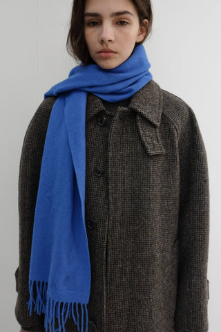 FRINGED CASHMERE MUFFLER KOVALT BLUE