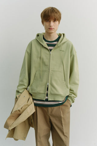 UNISEX CROPPED ZIP-UP HOODIE OLIVE