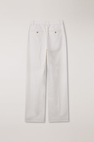 DOUBLE PLEATED CHINO SLACKS IVORY