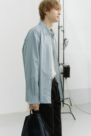 UNISEX OVERSIZED BD CHECKED SHIRT SOFT BLUE CHECK