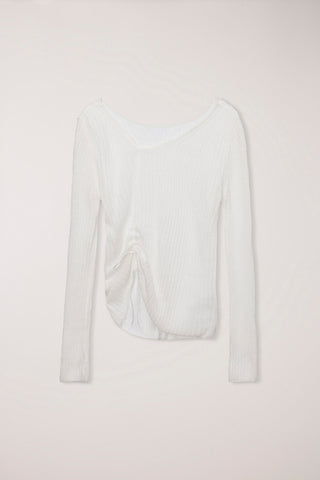 2-WAY SHIRRING KNIT TOP IVORY