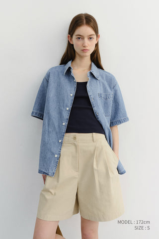UNISEX LINEN DENIM SHIRT LIGHT BLUE