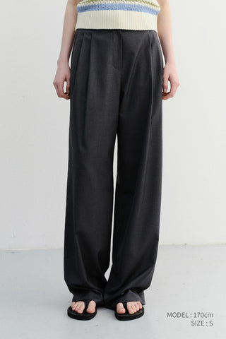 SUMMER DOUBLE PLEATED CHINO SLACKS CHARCOAL GREY