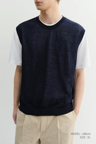 UNISEX SHEER LAYERING KNIT VEST NAVY