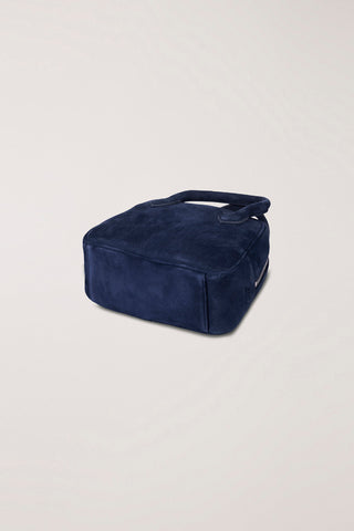 SUEDE BOSTON TOTE BAG NAVY