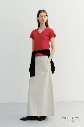 V-NECK SLIM TOP RED