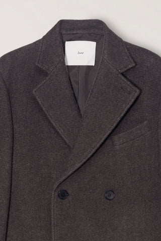 UNISEX LOOSE DOUBLE-BREASTED COAT BROWN MELANGE