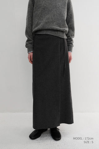 MAXI WRAP SKIRT CHARCOAL GREY