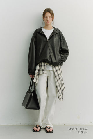 UNISEX ALTER-LEATHER WINDBREAKER BLACK