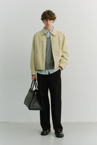 UNISEX ALTER-SUEDE COLLARED BLOUSON CREAM