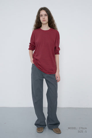 UNISEX MUTED STRIPED T-SHIRT RED