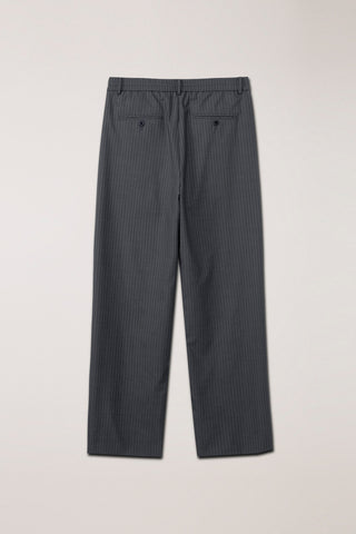 LOUNGE WOOL SLACKS GREY STRIPE