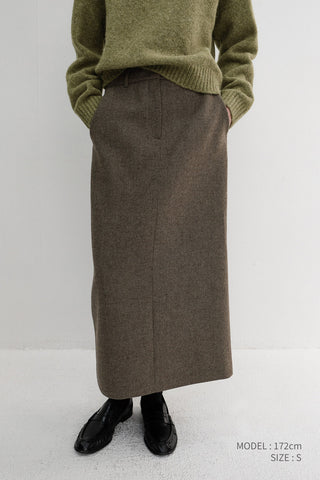 H-LINE LONG SKIRT MELANGE BROWN