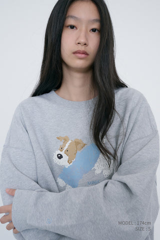 UNISEX PUPPY SWEATSHIRT MID MELANGE GREY