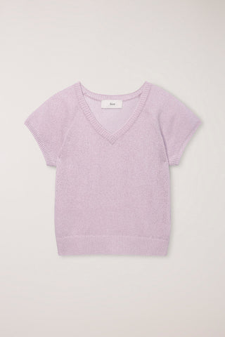 SUMMER LINEN V-NECK KNIT SOFT PINK