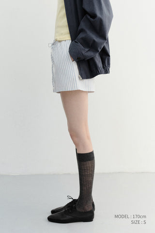 PAJAMA MINI SHORTS WHITE STRIPE