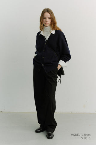 UNISEX BOYFRIEND KNIT CARDIGAN DARK NAVY