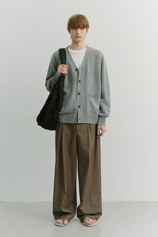 UNISEX BOYFRIEND KNIT CARDIGAN MELANGE GREY