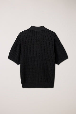 CROCHET COLLARED CARDIGAN BLACK