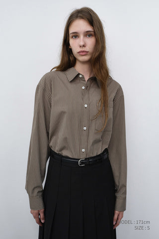UNISEX INFORMAL SHIRT BROWN STRIPE