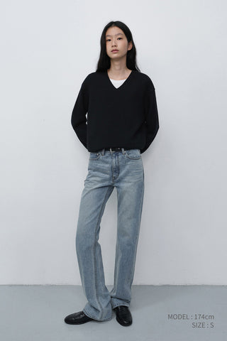UNISEX CASHMERE V-NECK SWEATER BLACK