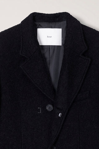 UNISEX 2-WAY 3 BUTTON BOUCLE WOOL COAT BLACK