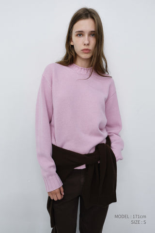 UNISEX CHUNKY ROLL NECK SWEATER SOFT PINK
