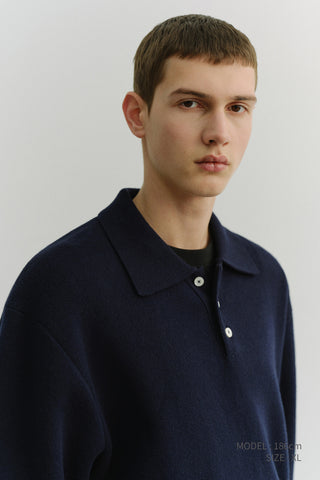 UNISEX CASHMERE COLLARED SWEATER NAVY