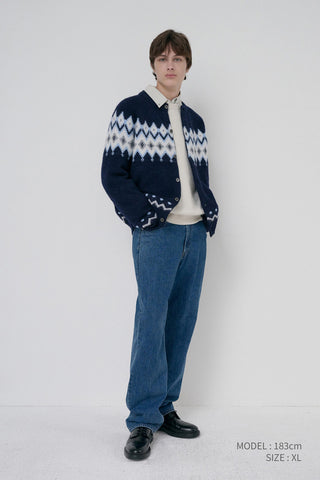 UNISEX CHUNKY PATTERN CARDIGAN NAVY