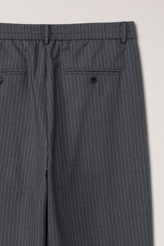 LOUNGE WOOL SLACKS GREY STRIPE