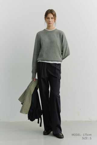 UNISEX BUTTONED CREWNECK SWEATER MELANGE GREY