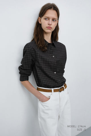 ESSENTIAL SLIM CHECKED SHIRT BLACK