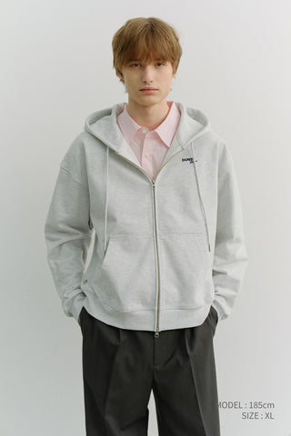 UNISEX CROPPED ZIP-UP HOODIE LIGHT MELANGE GREY