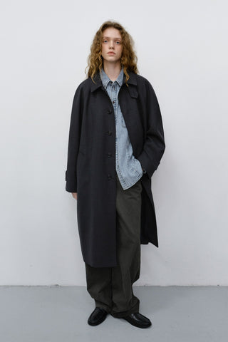 UNISEX H-LINE WOOL MAC COAT CHARCOAL GREY