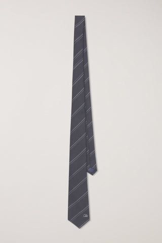 STRIPED TIE CHARCOAL GREY