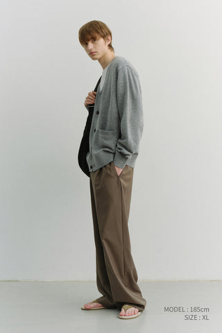 UNISEX BOYFRIEND KNIT CARDIGAN MELANGE GREY