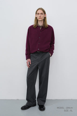 UNISEX COLLARED KNIT CARDIGAN PLUM PURPLE