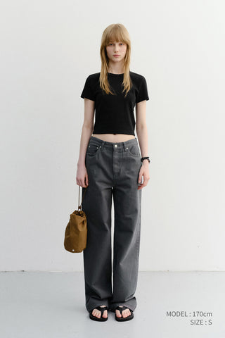 CROPPED SLIM TOP BLACK