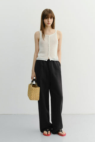 CROCHET BUSTIER KNIT TOP IVORY