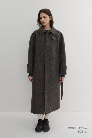UNISEX RELAXED BALMACAAN COAT BROWN TWEED