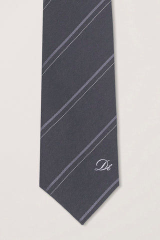STRIPED TIE CHARCOAL GREY