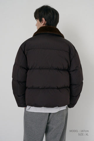 UNISEX COLLARED GOOSE DOWN JACKET DEEP BROWN
