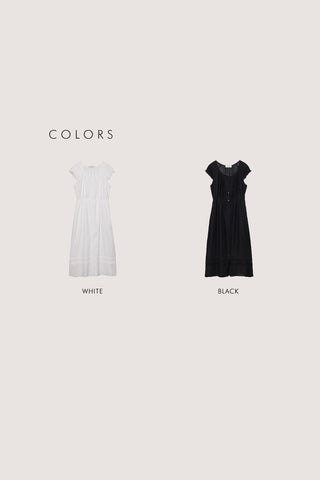 SLEEVELESS SHIRRING DRESS WHITE