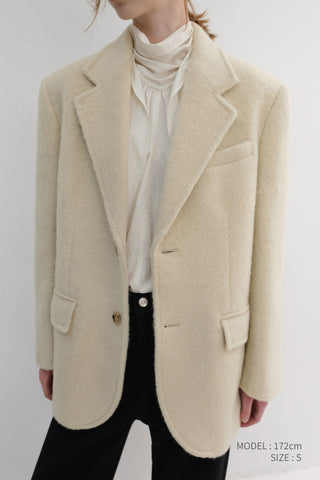 UNISEX ALPACA BLAZER COAT BUTTER BEIGE