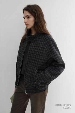 UNISEX HARRINGTON WOOL BLOUSON DEEP NAVY CHECK