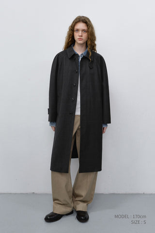 UNISEX H-LINE WOOL MAC COAT BROWN CHECK