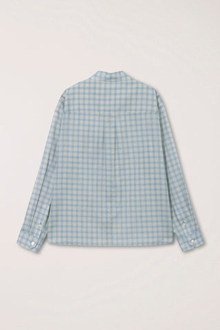 UNISEX CROPPED CHECKED SHIRT SOFT BLUE CHECK